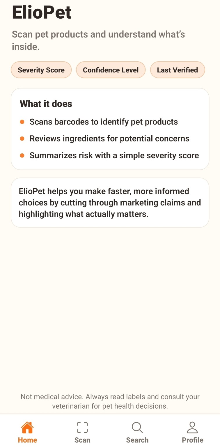 Home page showing quick access to features